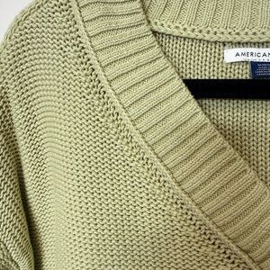 American Eagle Outfitters Women's Olive V-Neck Sweater